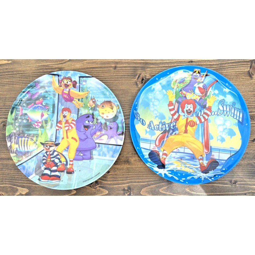 Vintage McDonald's Plates Lot 2 Ronald McDonald Grimace Happy Meal Melamine 2004